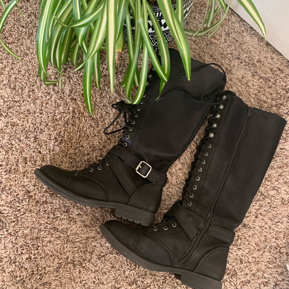 Target lace up black combat boots